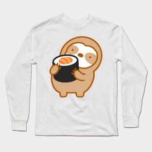 Cute Salmon Sushi Roll Sloth Long Sleeve T-Shirt